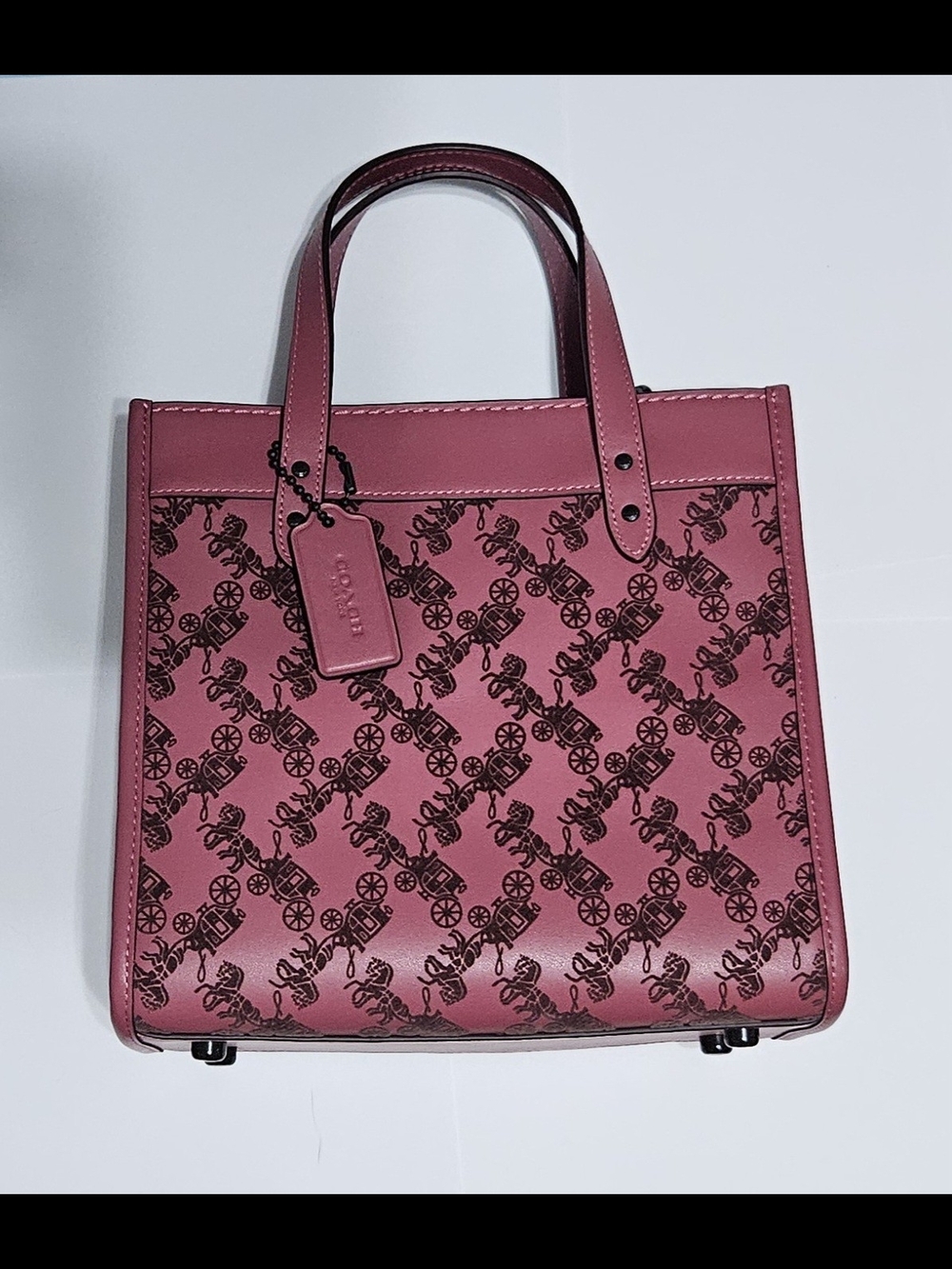 Coach Field Tote Bag 22 With Velvet Horse And Carriage in Rouge CD750 - Picture 13 of 16